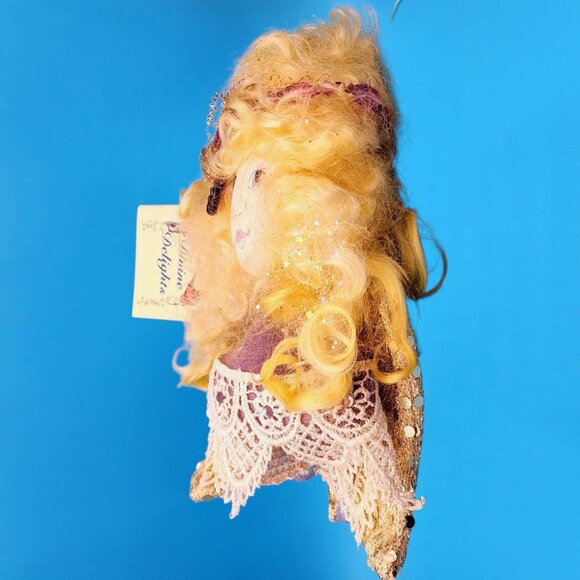 Victorian Angel Ornament Purple Velvet Lace Guardian Angel Artist Sandie Nowell - Picture 5 of 10